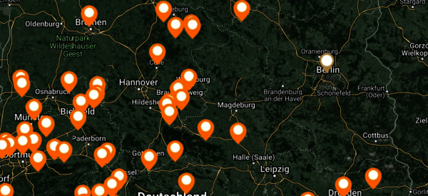 Mühlen in Deutschland Google-Karte